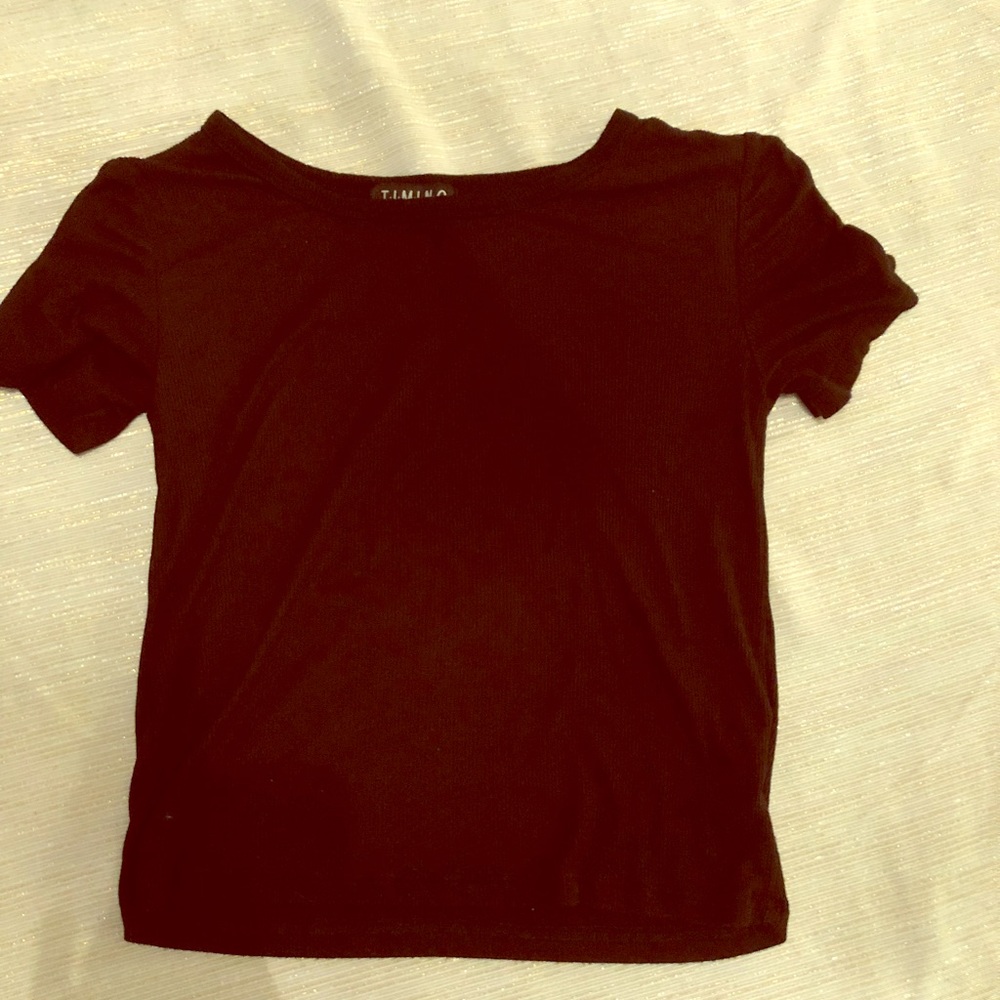 Black knit crop top